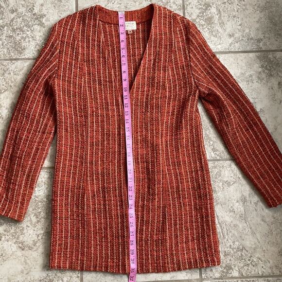 Zonda Nellis Tweed Woven art-to-wear Jacket button front Long Cardigan - Picture 13 of 16
